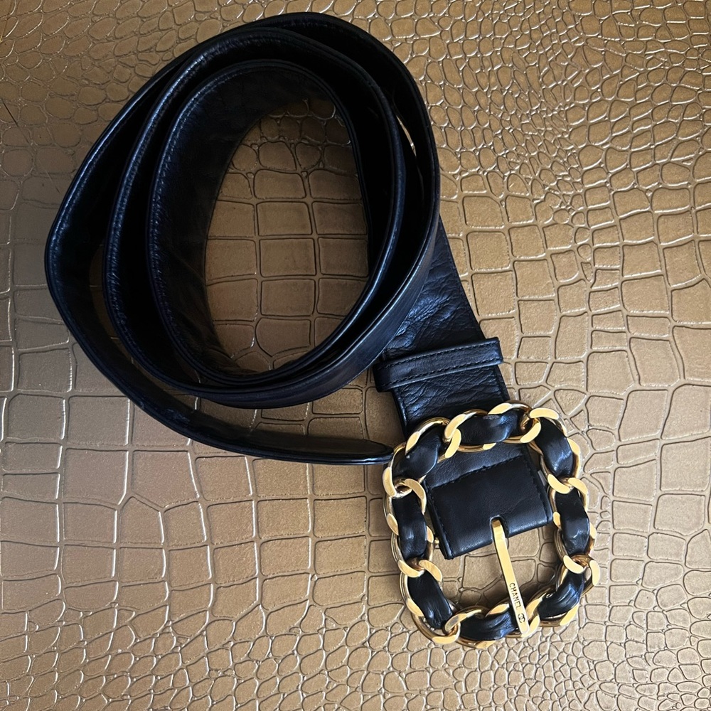 Chanel black and gold belt